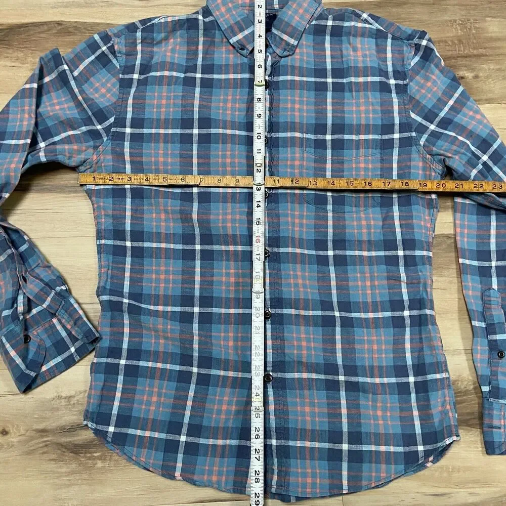 J Crew Shirt Mens Large Blue Twill Plaid Button Down‎ Long Sleeve